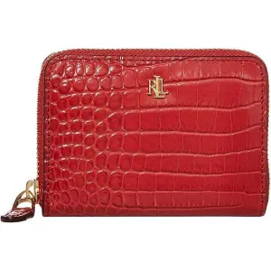 Mini Croc Embossed Small Zip Wallet Red