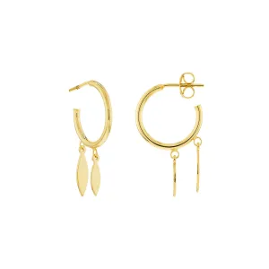 Mini Hoop Earrings with Marquise Drop Duo