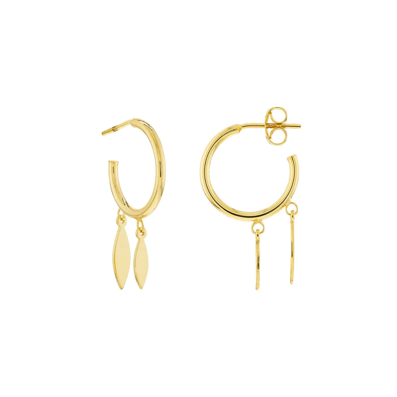 Mini Hoop Earrings with Marquise Drop Duo