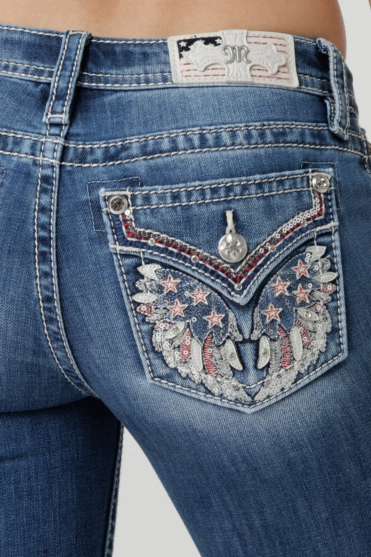 Miss Me Medium Bootcut Americana Feathers Bootcut Jeans