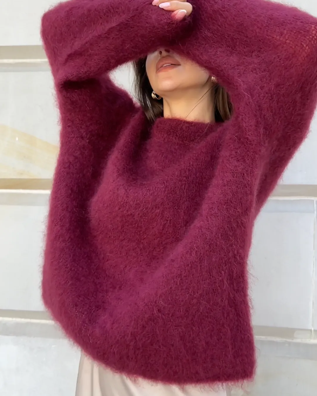 Mohair Luxe™ | Women's Mohair Mixed Jumper | Soft Knit, Round Neck Design & Cozy Fit
