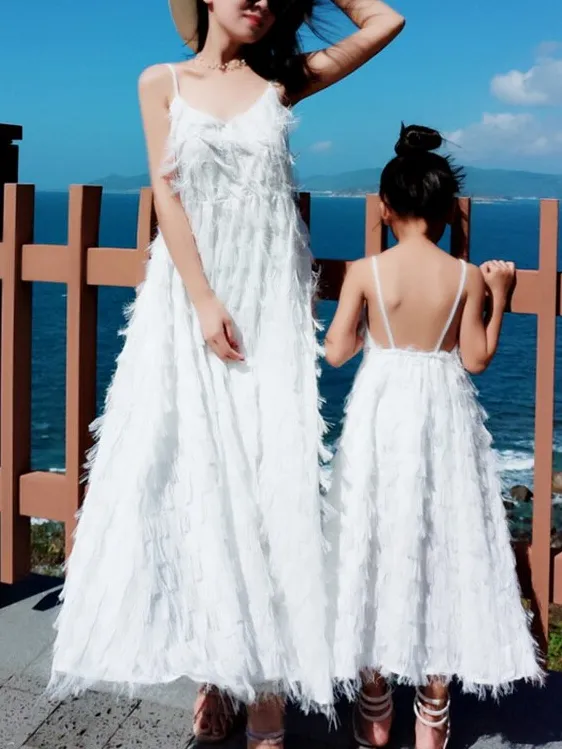 Mommy and Me Matching Angels White Maxi Dress