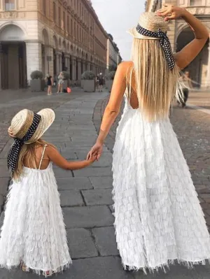 Mommy and Me Matching Angels White Maxi Dress