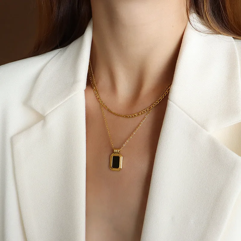 Multi-layered Necklace In Titanium Steel And 18ct Gold
