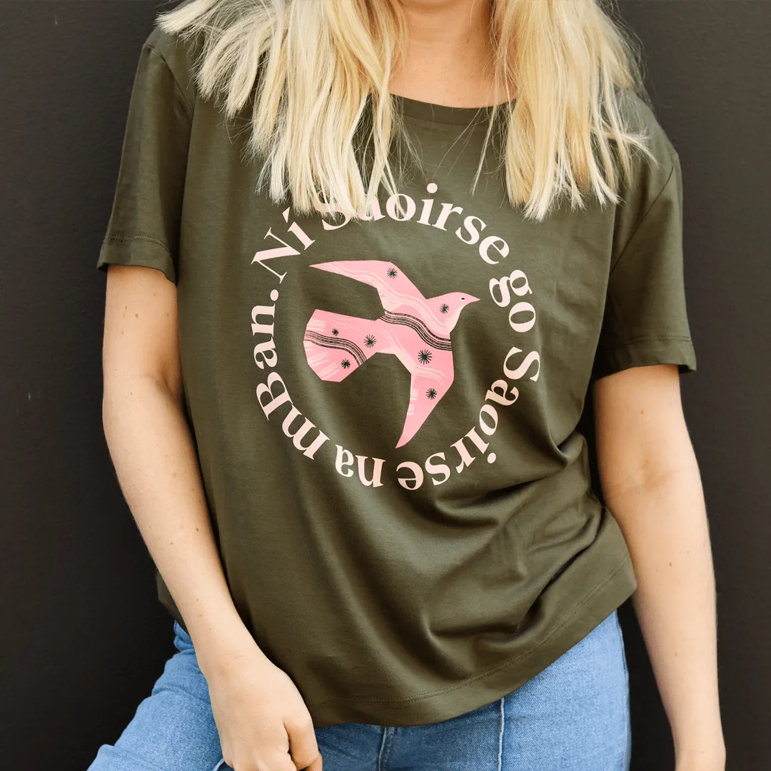 Ní Saoirse go Saoirse na mBan T-Shirt in Khaki