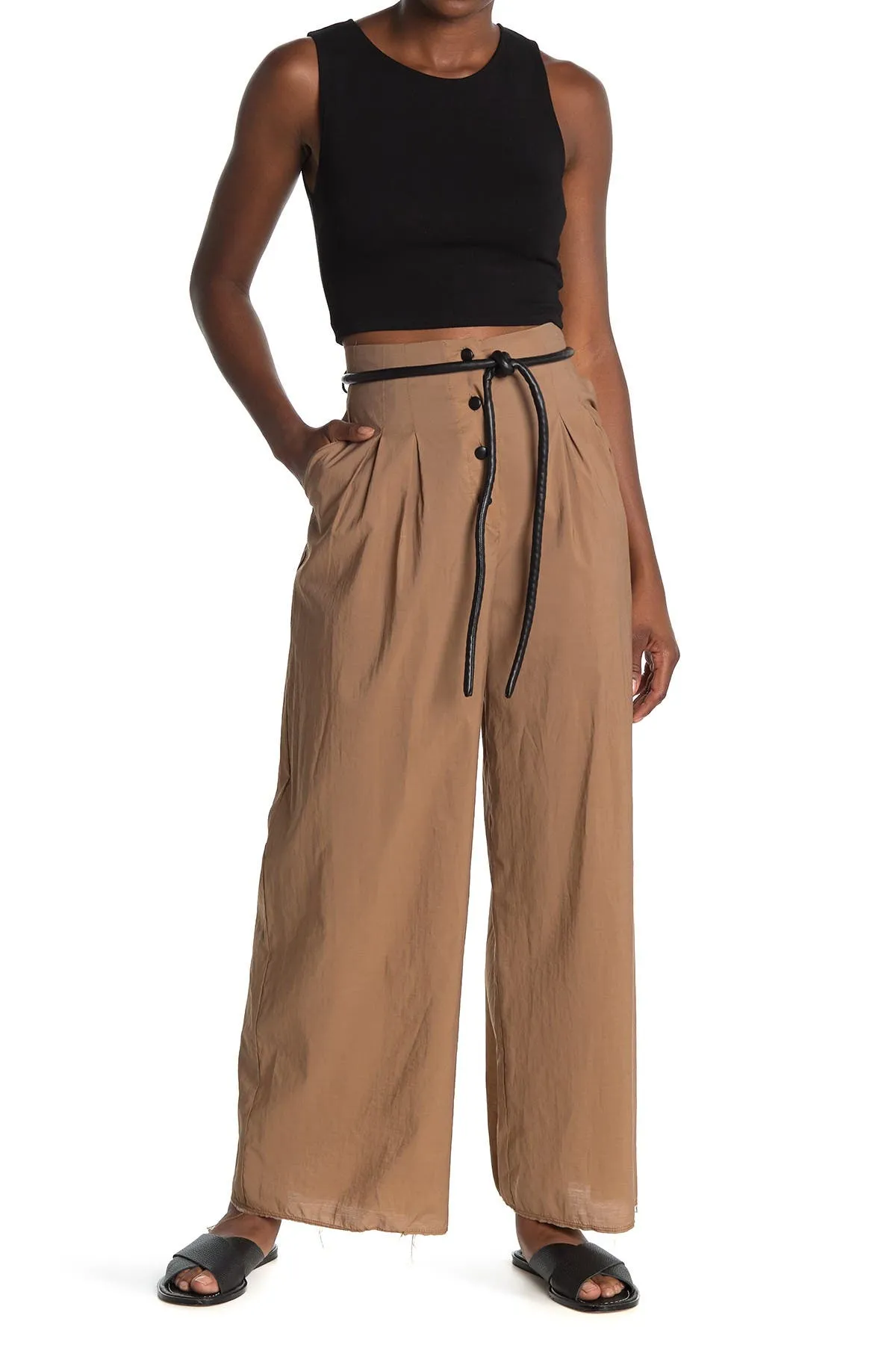 NANUSHKA Women's Nut Black Dunn Button Front Palazzo Pants Size S $475 NWT