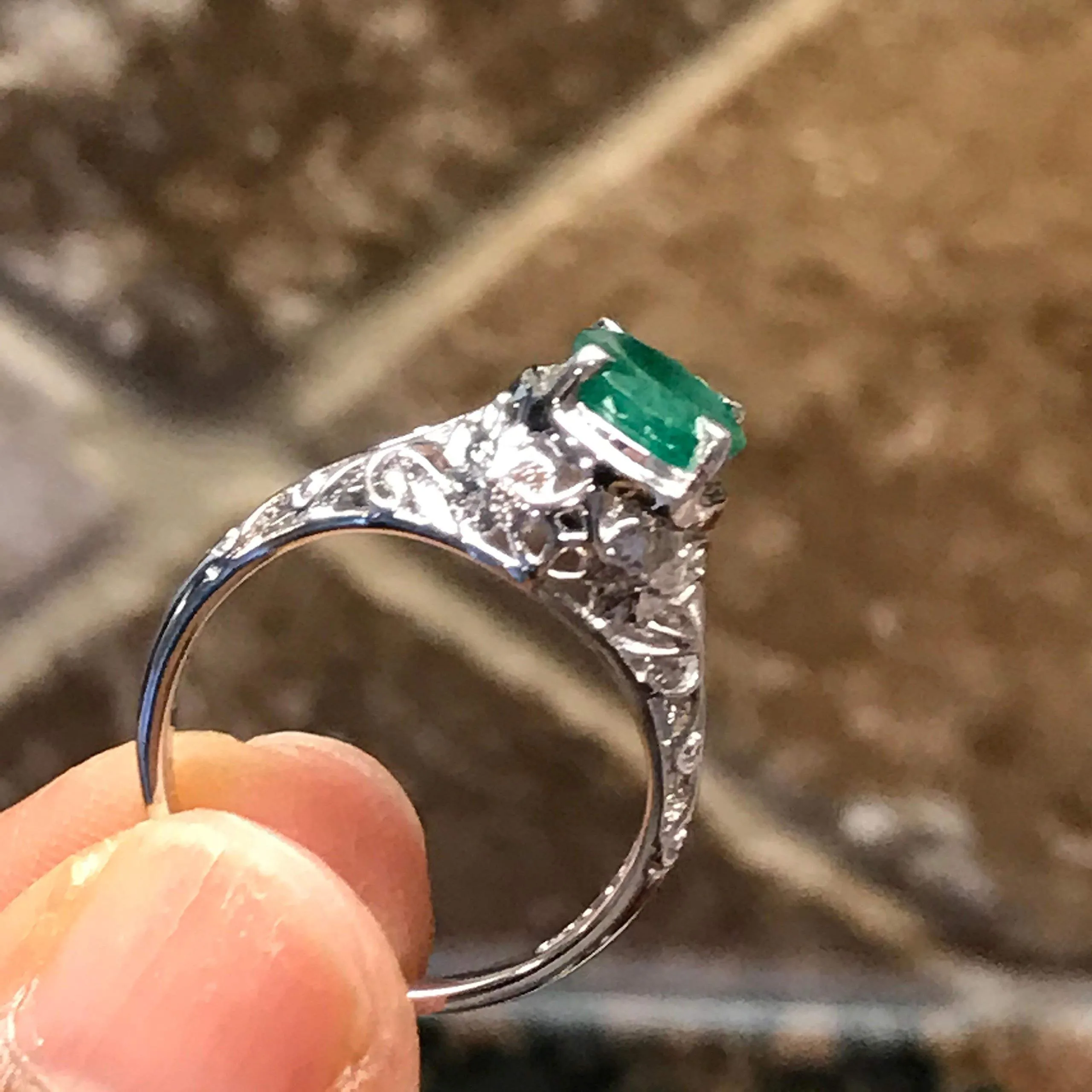 Natural 1ct Green Emerald 925 Solid Sterling Silver Unisex Engagement Ring Size 5, 6, 7, 8, 9