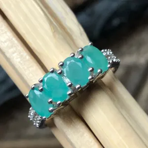 Natural 2.5ct Green Emerald 925 Solid Sterling Silver Wedding Ring Size 6, 7, 8, 9