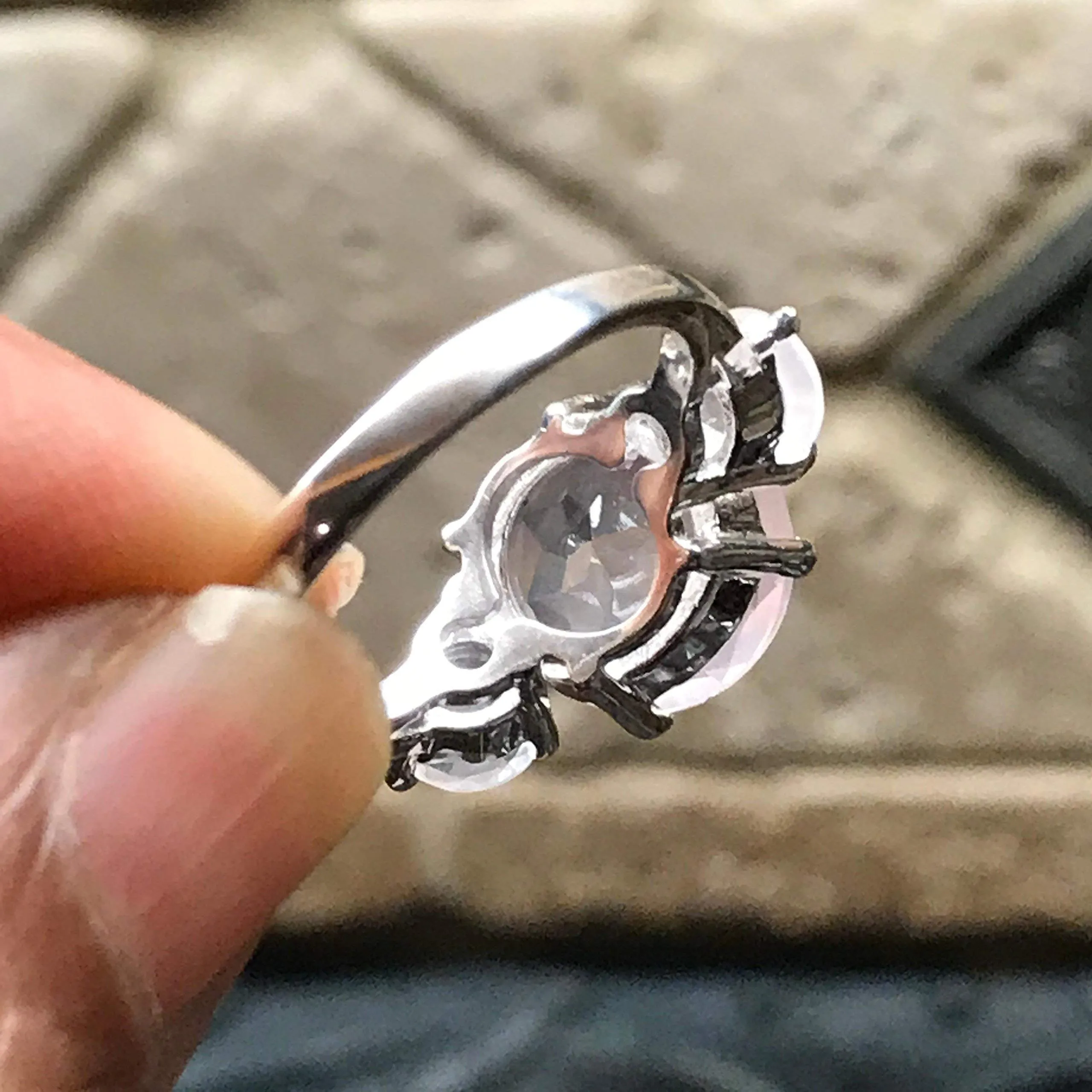 Natural 2.5ct Pink Rose Quartz 925 Sterling Silver Ring Size 6, 7, 8, 9