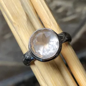 Natural 2ct Rose Quartz 925 Solid Sterling Silver Engagement Ring Size 7