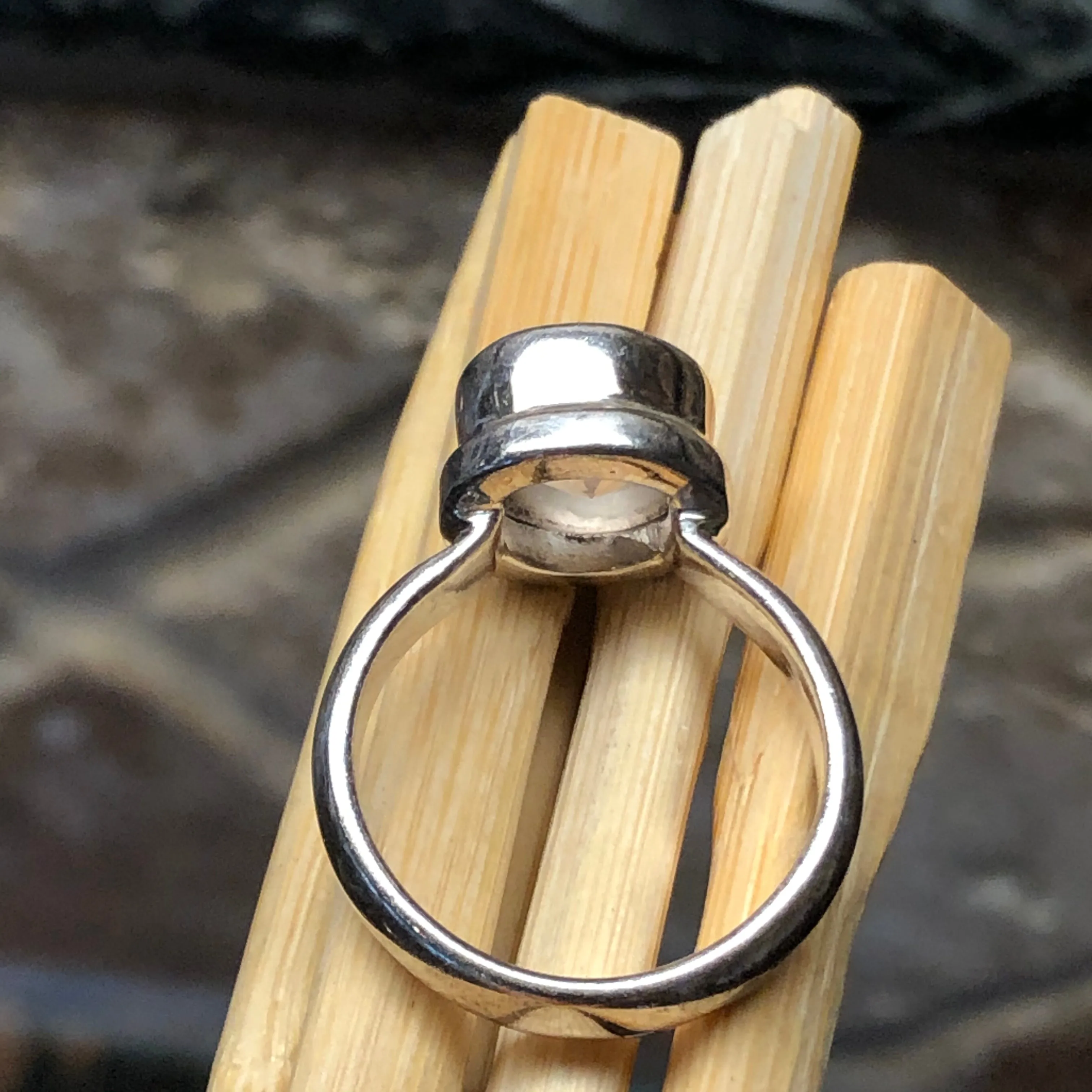 Natural 2ct Rose Quartz 925 Solid Sterling Silver Engagement Ring Size 7