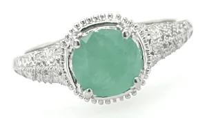 Natural Green Emerald 925 Solid Sterling Silver Engagement Ring Size 5, 6, 7, 8, 9