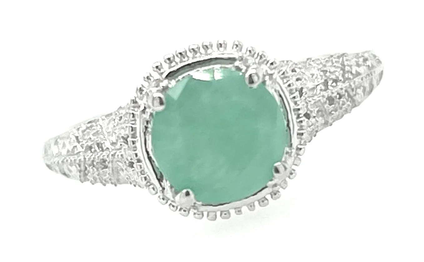 Natural Green Emerald 925 Solid Sterling Silver Engagement Ring Size 5, 6, 7, 8, 9