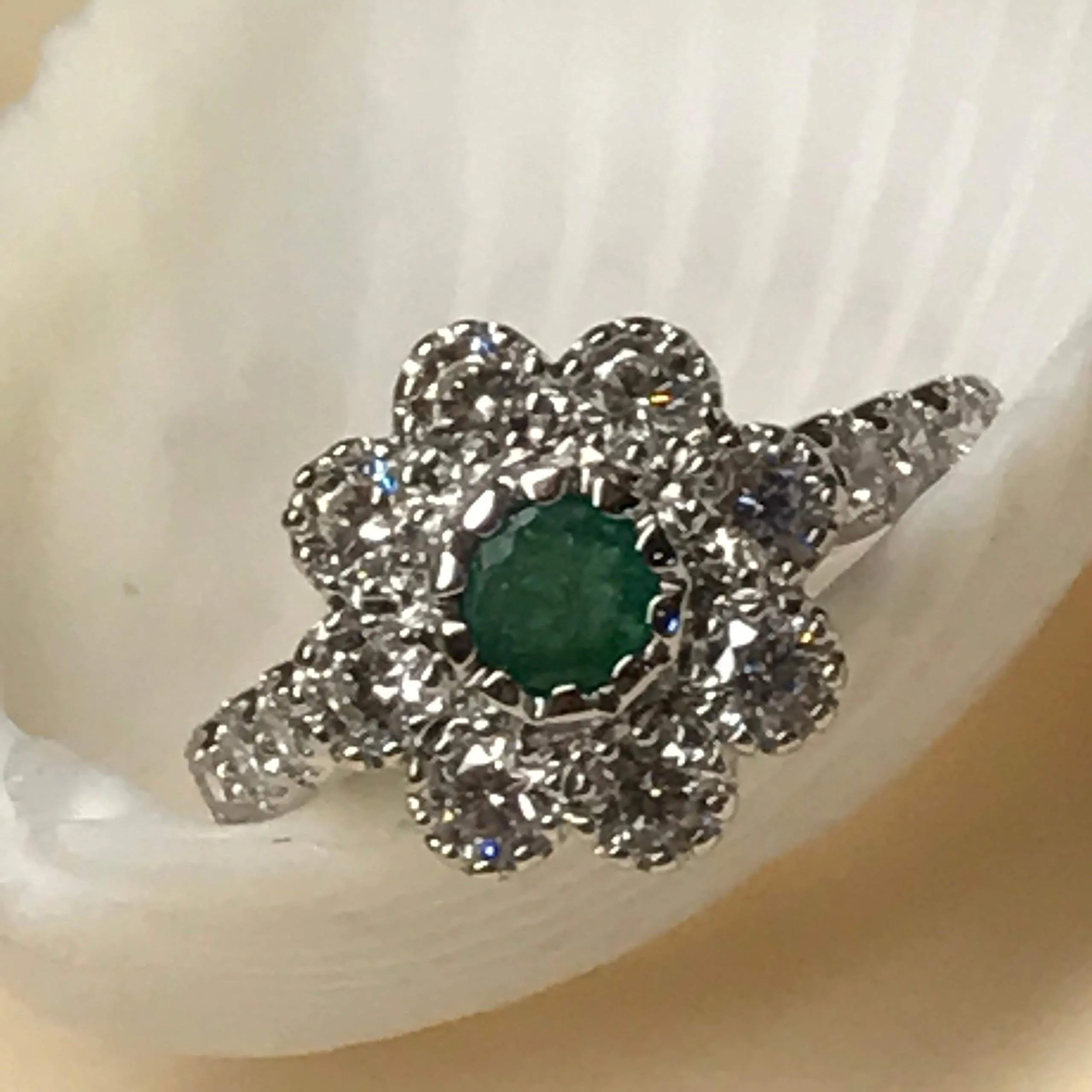 Natural Green Emerald 925 Solid Sterling Silver Engagement Ring Size 6, 7, 8, 9