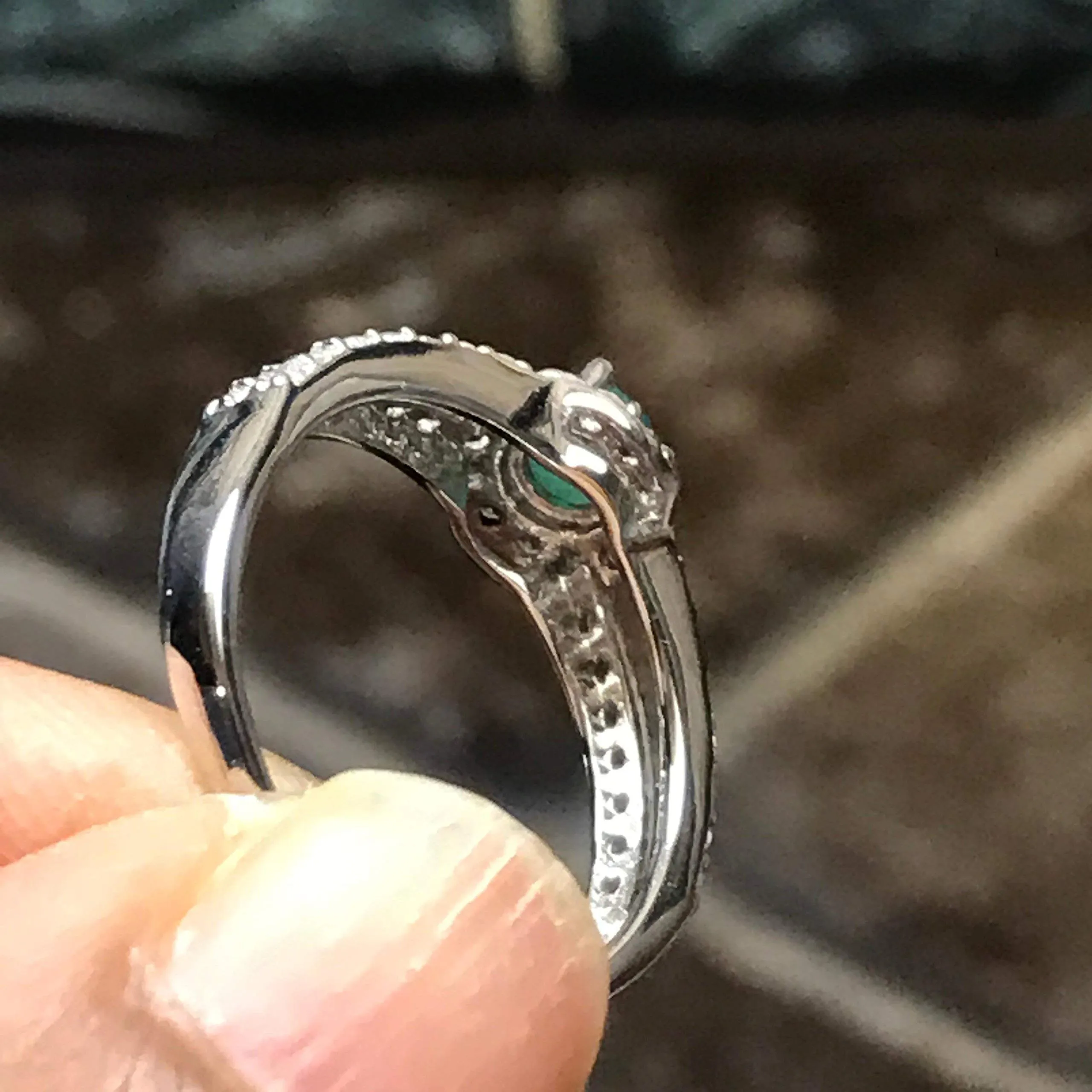 Natural Green Emerald 925 Solid Sterling Silver Engagement Ring Size 6, 7, 8, 9