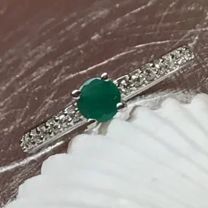 Natural Green Emerald 925 Solid Sterling Silver Engagement Ring Size 6, 7, 8, 9