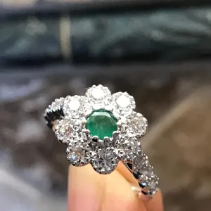 Natural Green Emerald 925 Solid Sterling Silver Engagement Ring Size 6, 7, 8, 9