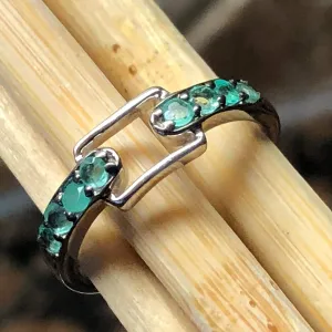 Natural Green Emerald 925 Solid Sterling Silver Engagement Ring Size 6, 7, 8, 9