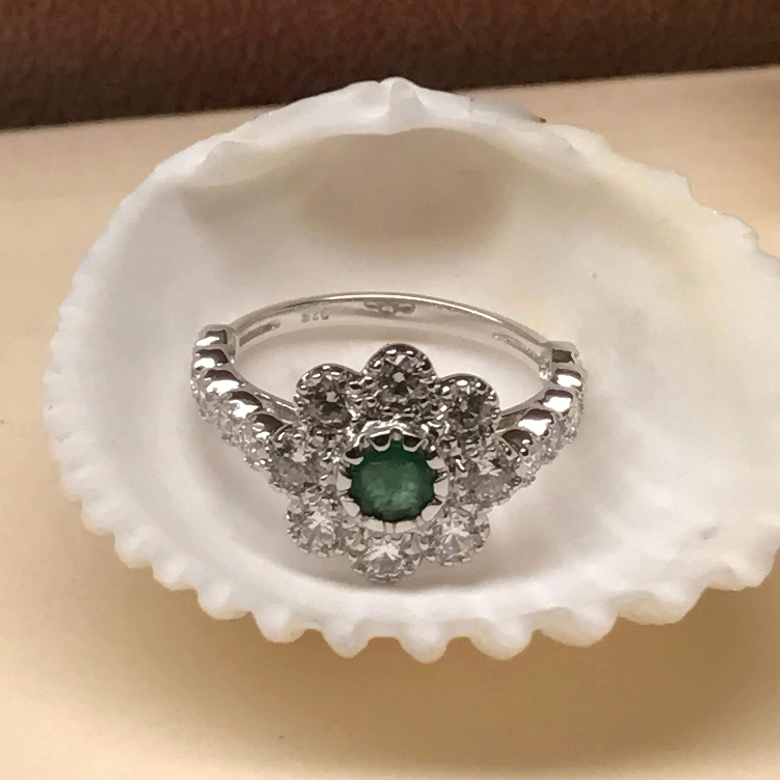 Natural Green Emerald 925 Solid Sterling Silver Engagement Ring Size 6, 7, 8, 9