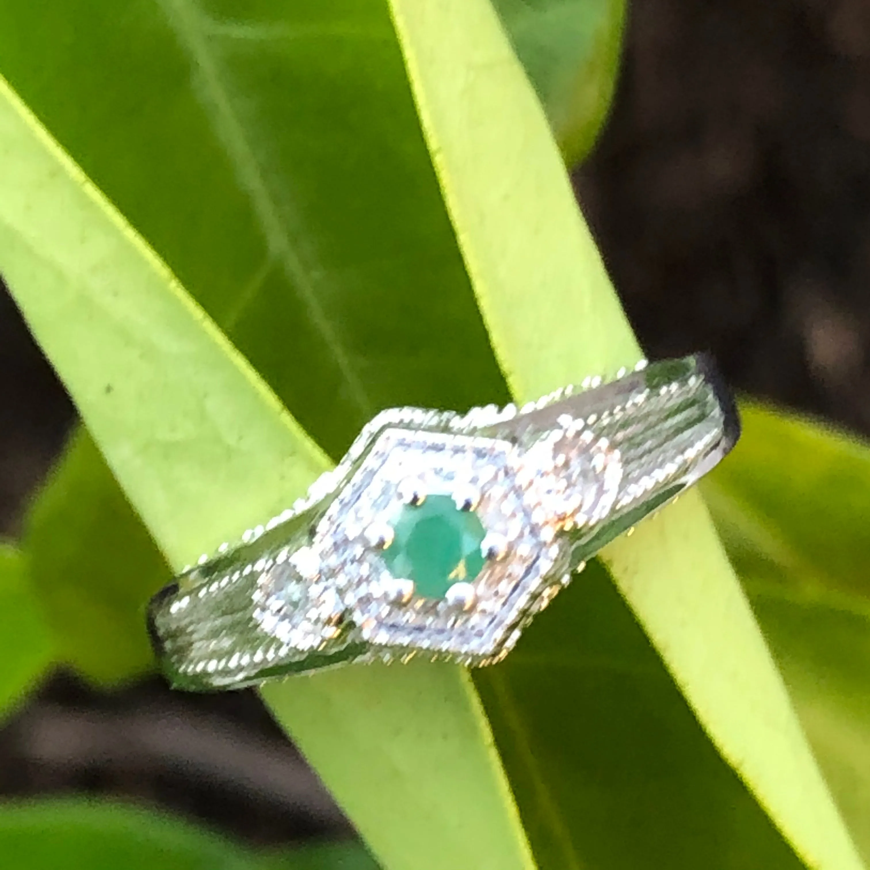Natural Green Emerald 925 Solid Sterling Silver Engagement Ring Size 6, 7, 8, 9