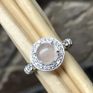 Natural Rose Quartz 925 Solid Sterling Silver Engagement Ring Size 6, 7, 8, 9