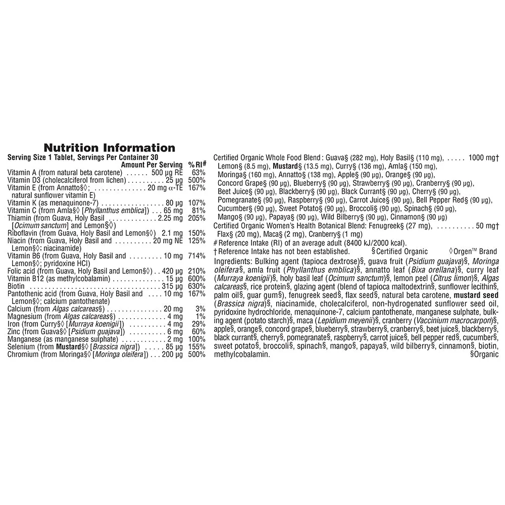Nature's Plus Source of Life Garden Certified Organic Women's Once Daily Multi 30's