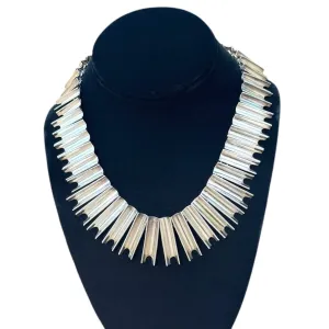 NECKLACE 925 Sterling Silver Collar Style with Graduated Rectangular Links