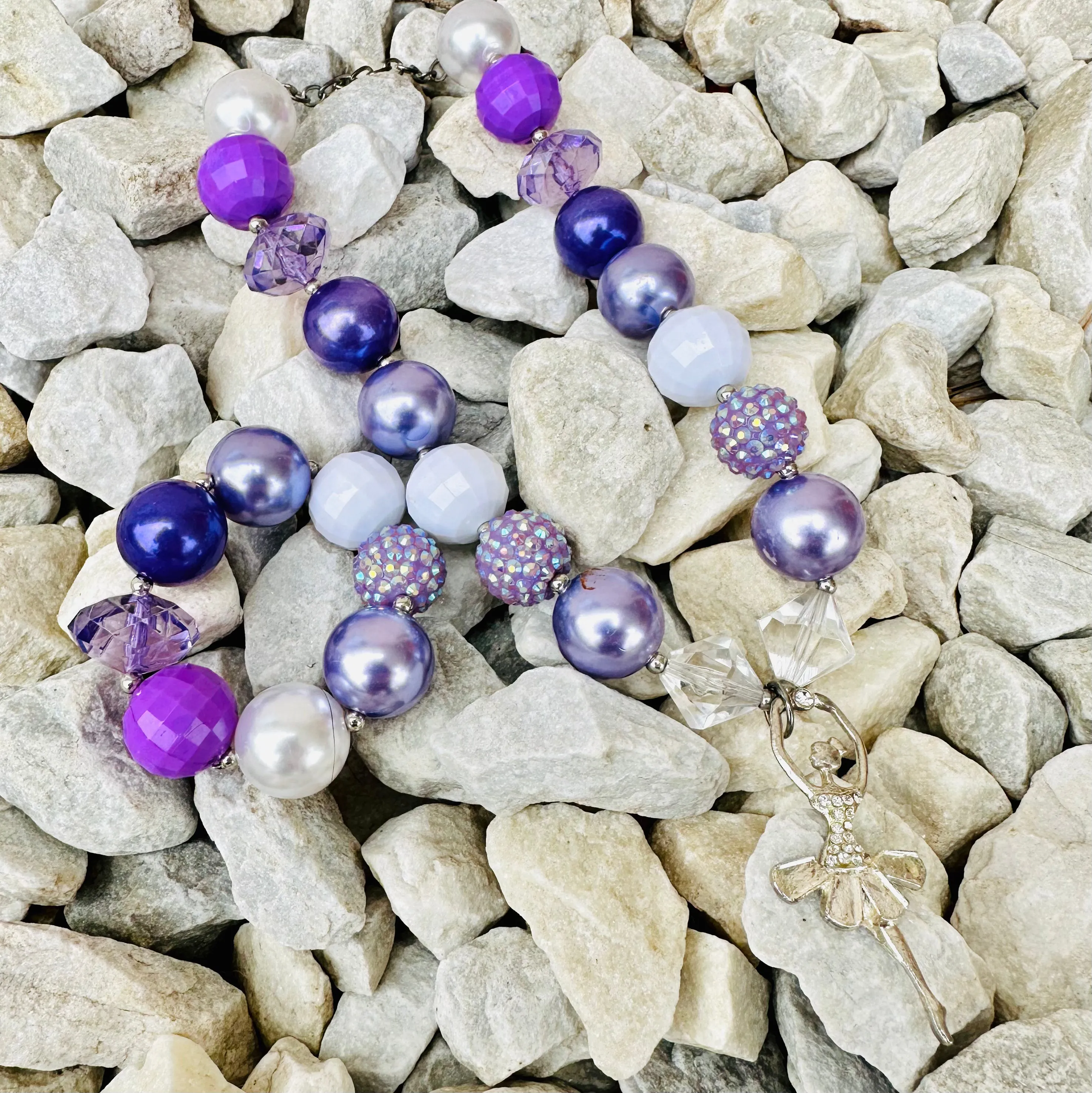 Necklace Bracelet Set Purple Ballet Dancer Girl Jewelry