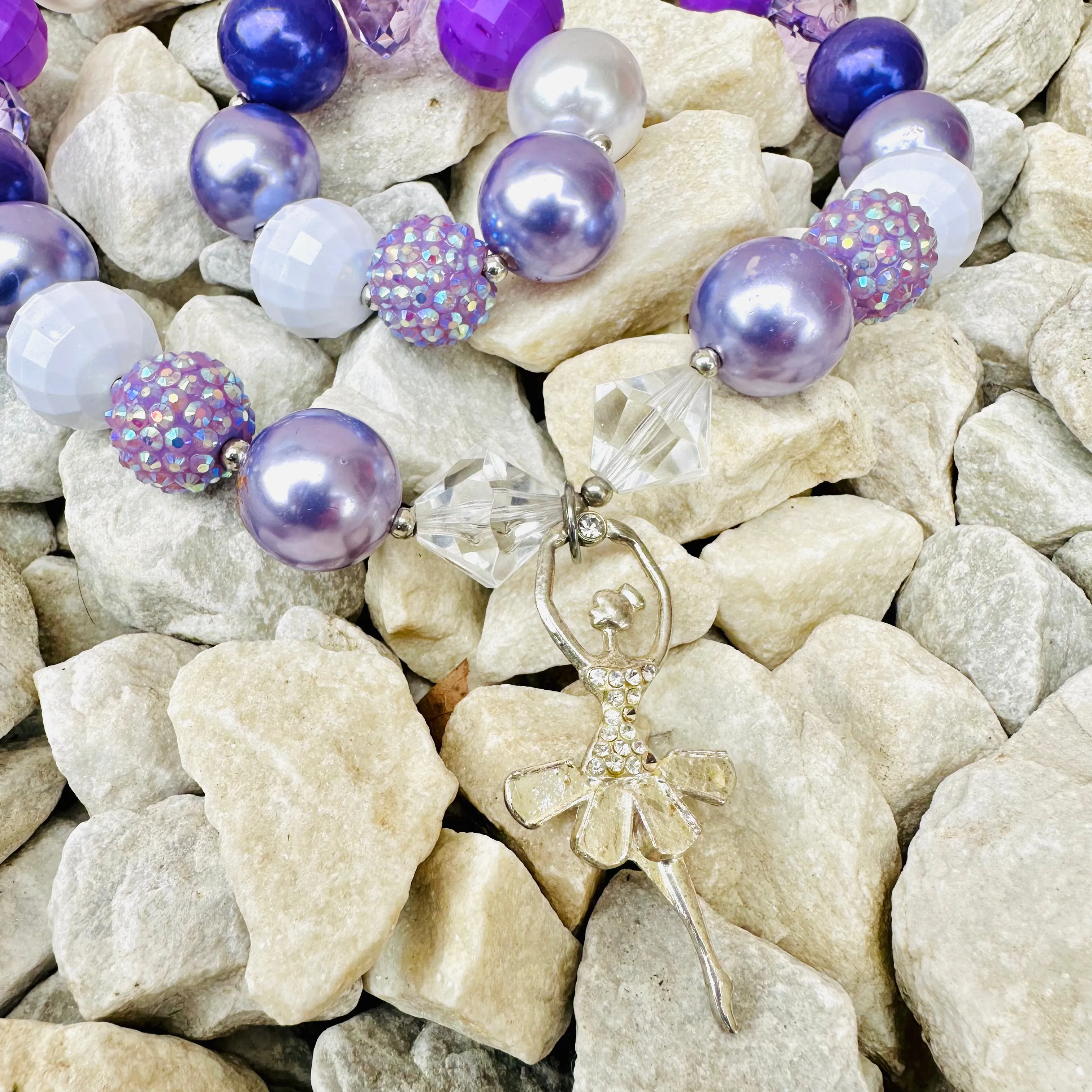 Necklace Bracelet Set Purple Ballet Dancer Girl Jewelry