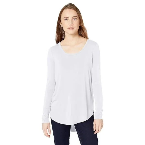 New Daily Ritual Women's Jersey Long-Sleeve Scoop Neck Shirt, White, Sz L!