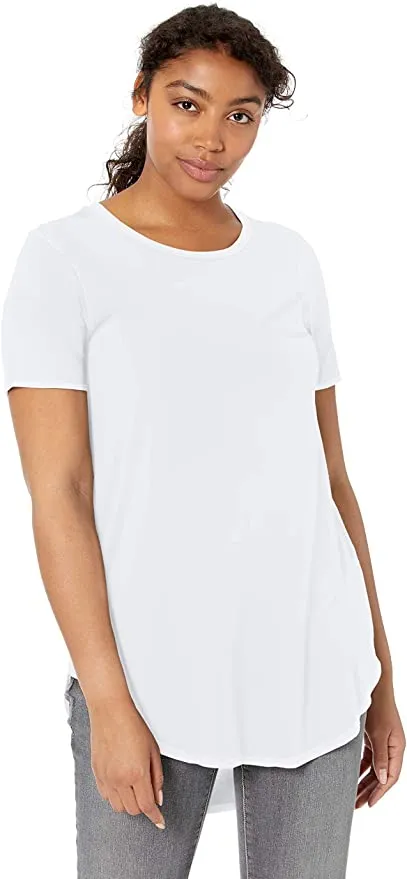 New Daily Ritual Women's Jersey Short-Sleeve Open Crewneck Tunic, White, Sz XXL!
