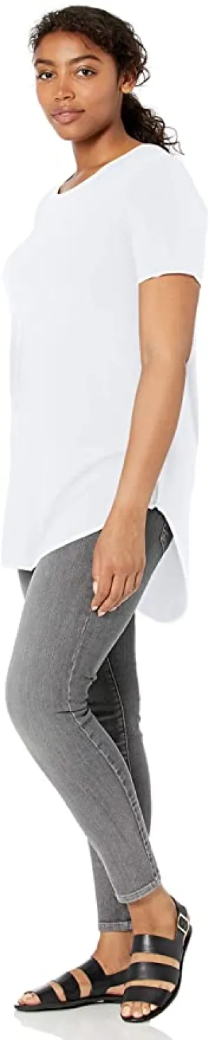 New Daily Ritual Women's Jersey Short-Sleeve Open Crewneck Tunic, White, Sz XXL!