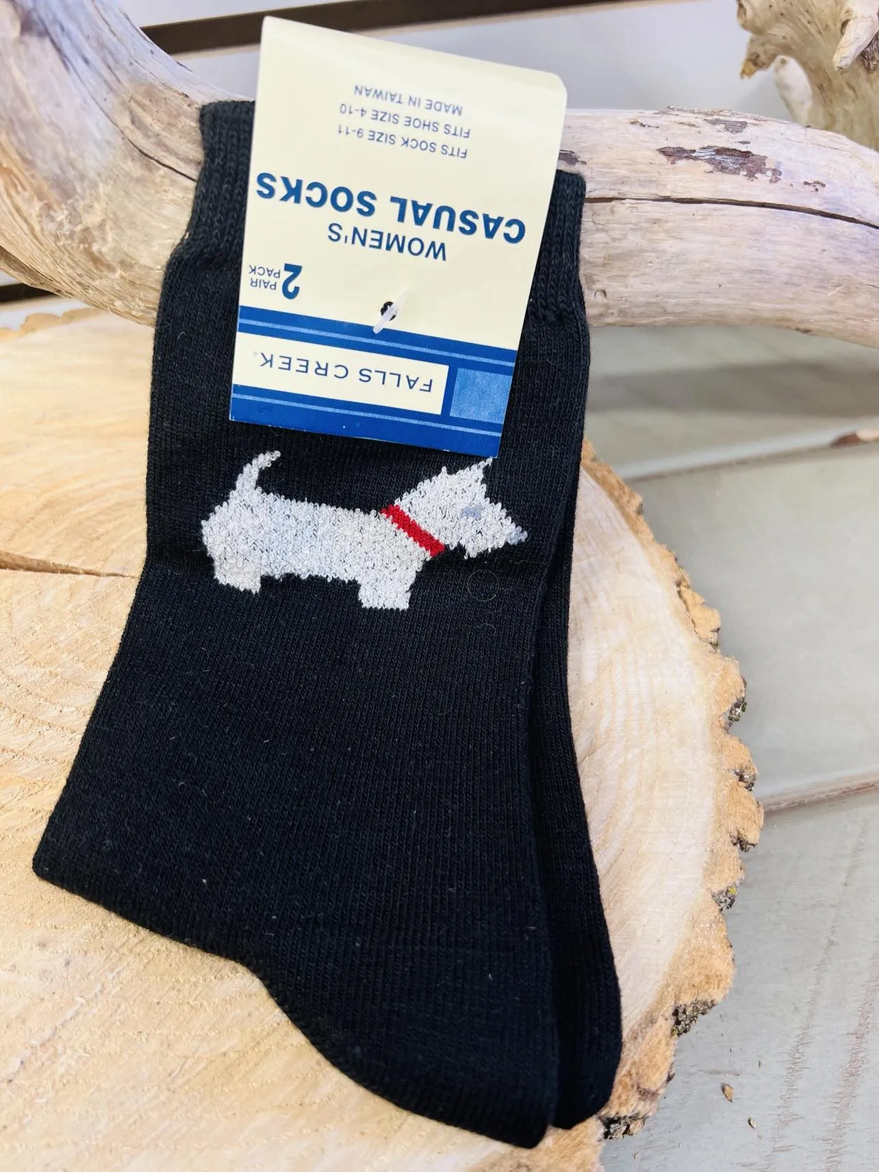 NEW Falls Creek Women's Casual Socks Dog Print Size 9-11