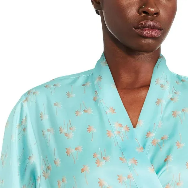 New George Women's Satin Robe, Turquoise, Sz L/XL