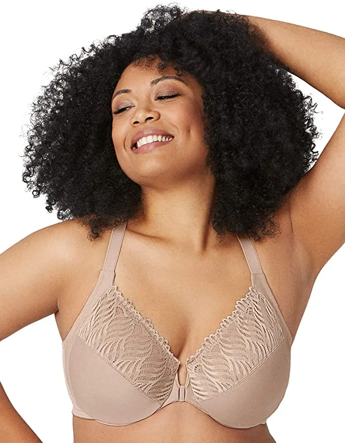 New Glamorise Women's Full Figure Front Close Lace T-Back Wonderwire Bra, Sz 36DD, Retails $60 