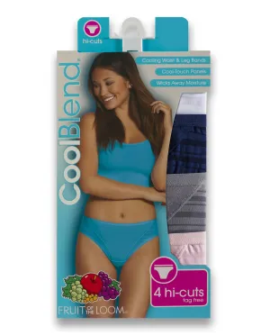 New no package! Fruit of the Loom Women's CoolBlend Hi-Cut, 4 Pack, Sz M! Includes 1 Navy, White, Pink & Beige
