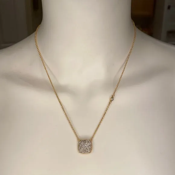 New Nordstrom Women's Stunning square pavé pendant necklace Authentic KATE SPADE NEW YORK, Glistening Pave Square Pendant, Designer Stamped