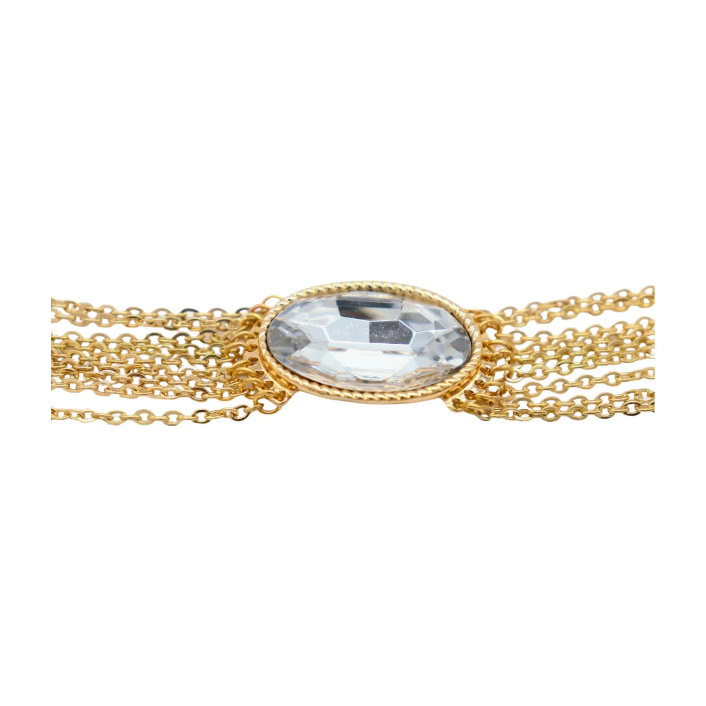 New Women Gold Metal Chain Bracelet Multi Strands Silver Bead Charm