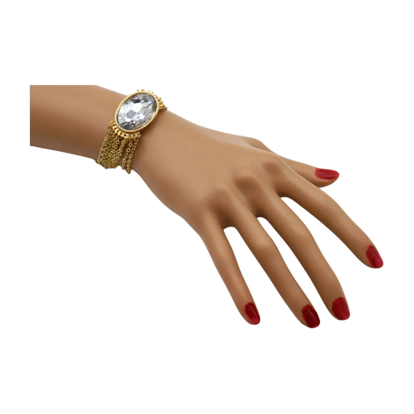 New Women Gold Metal Chain Bracelet Multi Strands Silver Bead Charm