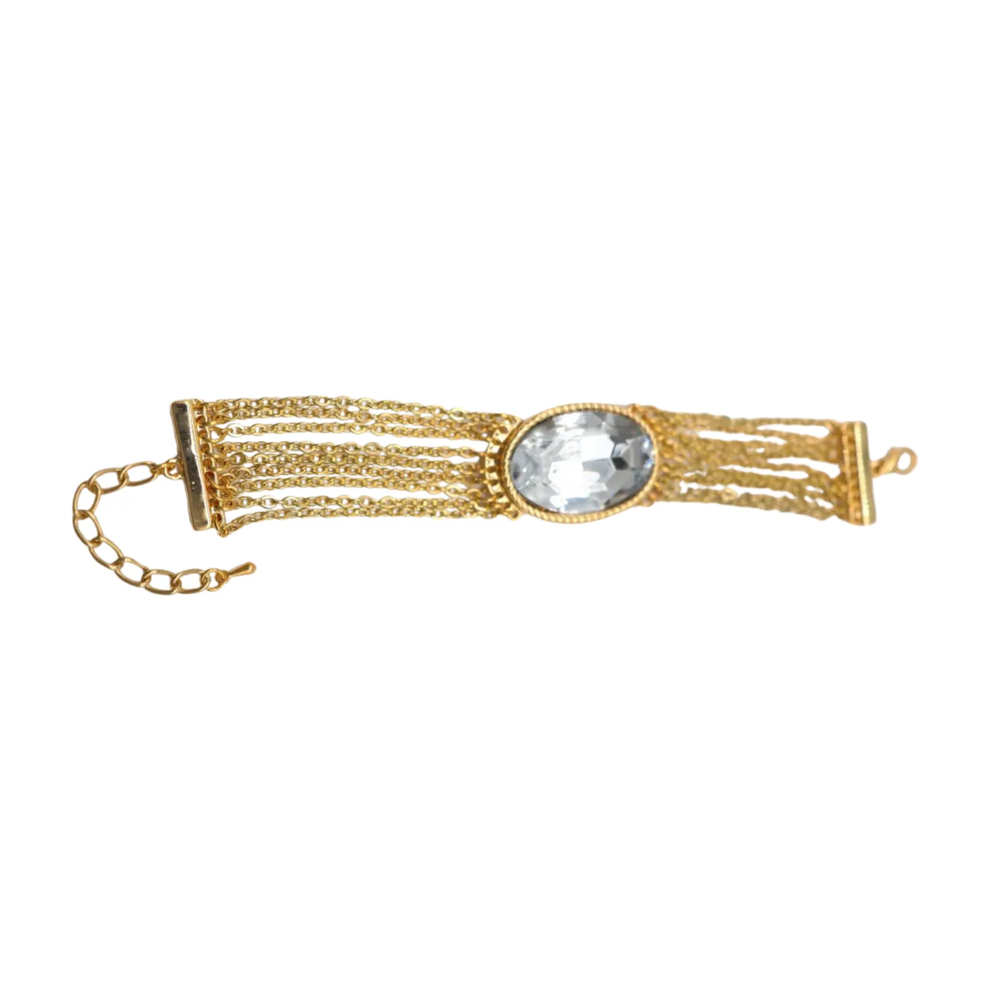 New Women Gold Metal Chain Bracelet Multi Strands Silver Bead Charm