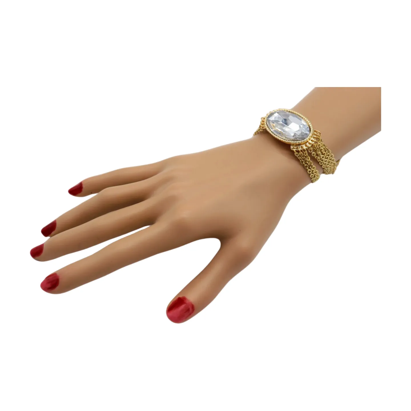 New Women Gold Metal Chain Bracelet Multi Strands Silver Bead Charm