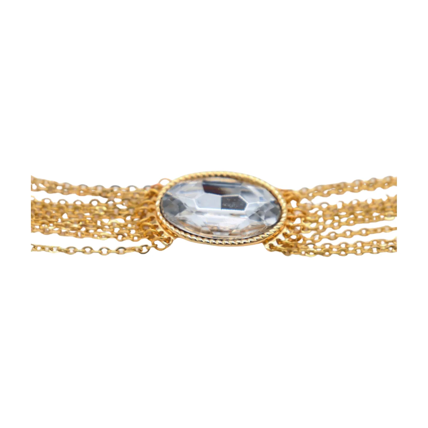 New Women Gold Metal Chain Bracelet Multi Strands Silver Bead Charm