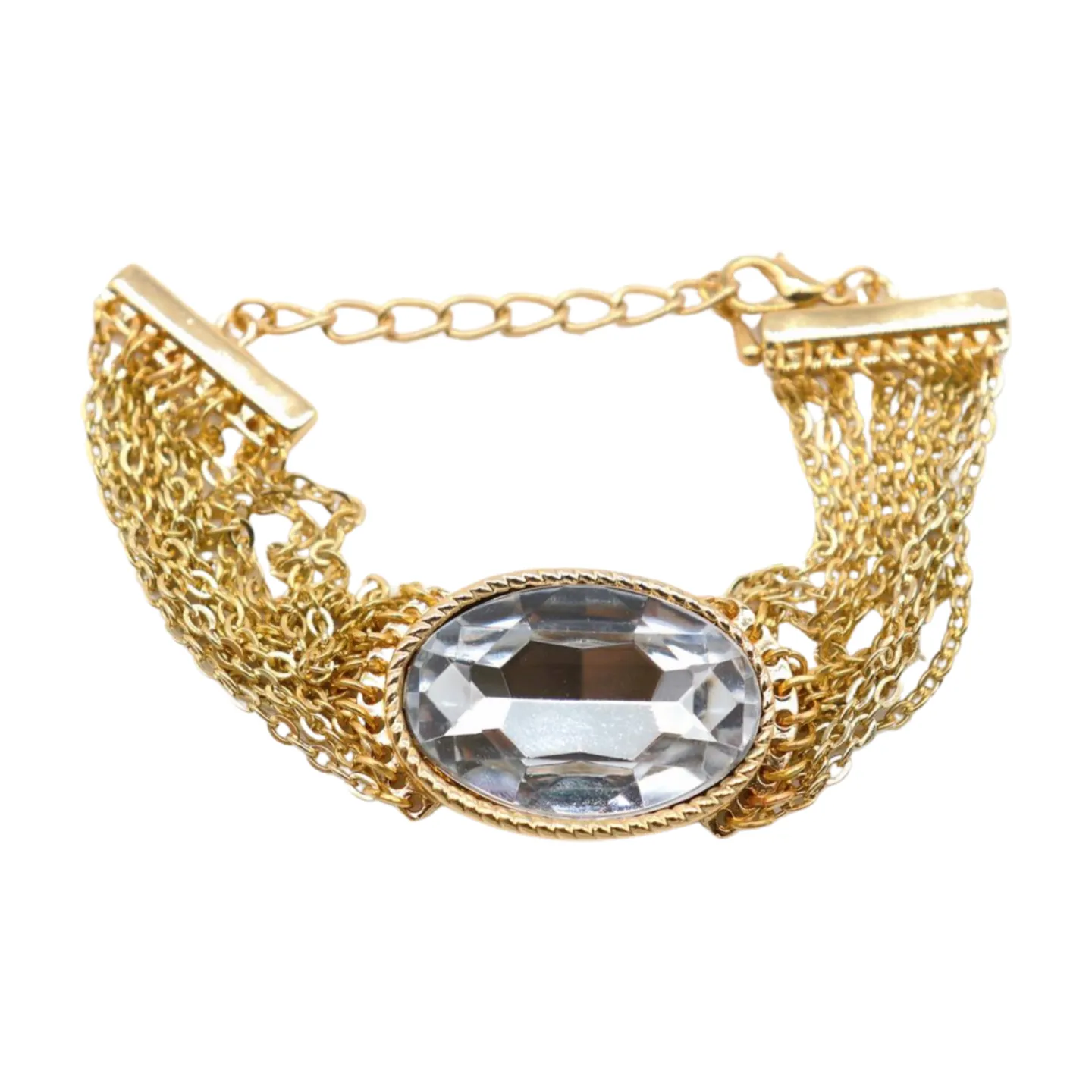 New Women Gold Metal Chain Bracelet Multi Strands Silver Bead Charm
