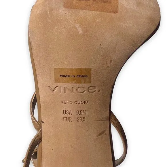 NEW Vince Qiana Strappy Sandals Heeled Nude Tan Open Toe Size 9.5 EUR 39.5
