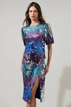 Night Sky Sequin Midi Dress