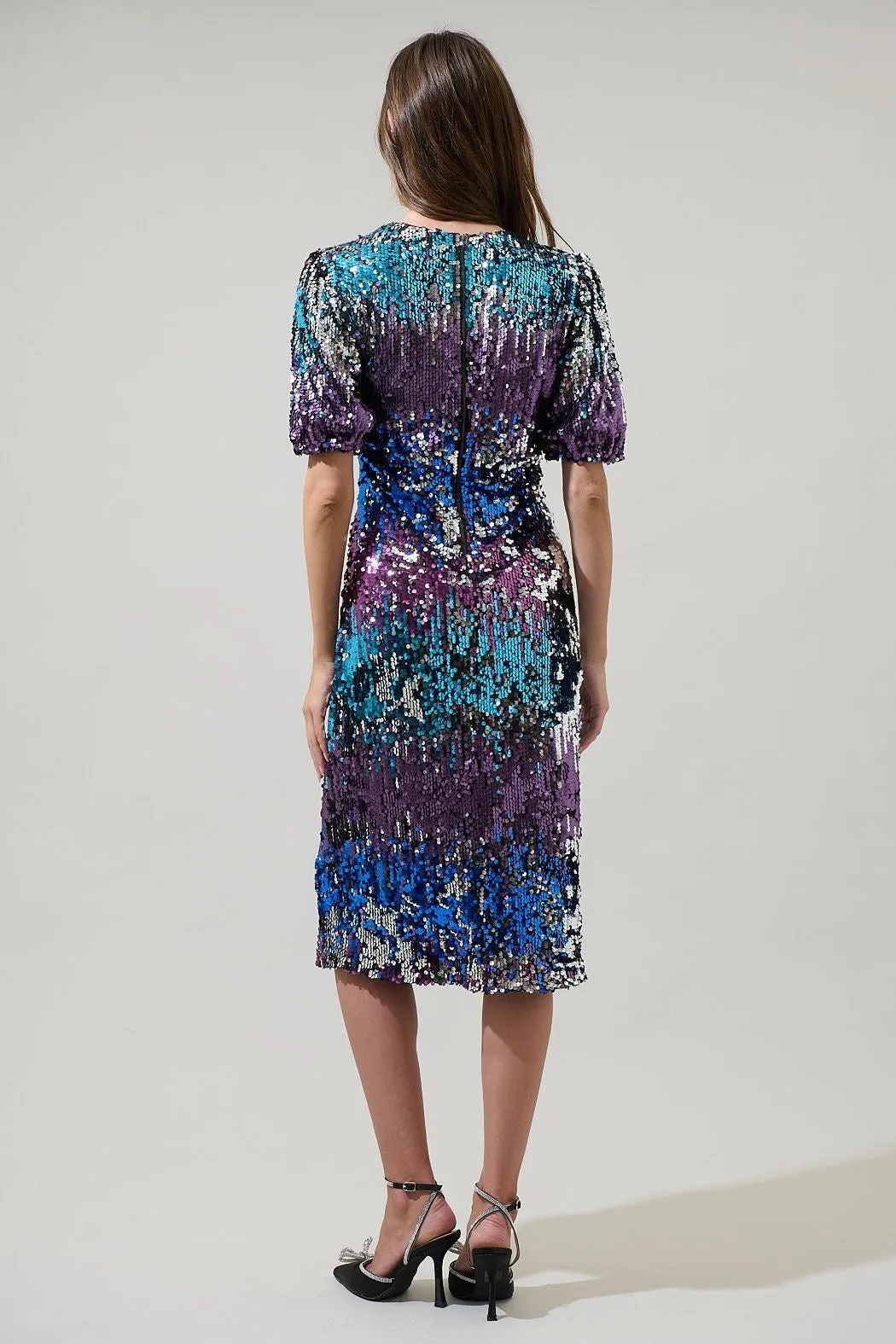 Night Sky Sequin Midi Dress