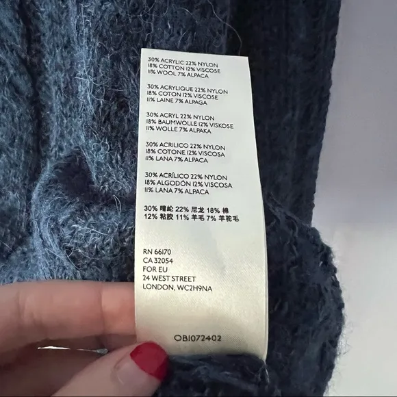 NWT Free People Angel Soft Alpaca Wool Pullover Blue Medium
