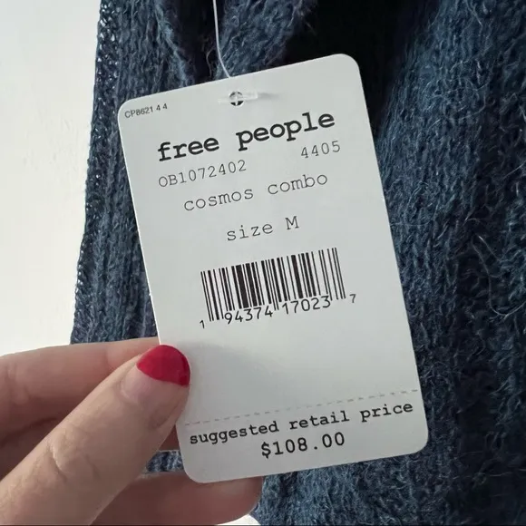 NWT Free People Angel Soft Alpaca Wool Pullover Blue Medium