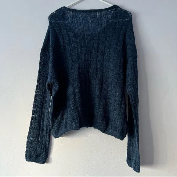 NWT Free People Angel Soft Alpaca Wool Pullover Blue Medium