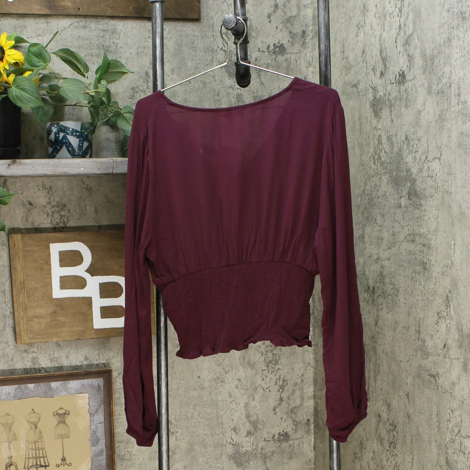 NWT Freshman Women's Smocked Bodice Tie Front Blouse. 1W103131MC X-Large